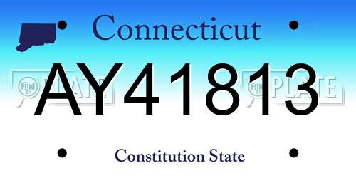 AY41813 Connecticut License Plate