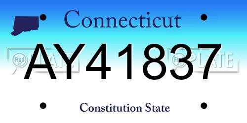 AY41837 Connecticut License Plate