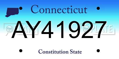 AY41927 Connecticut License Plate
