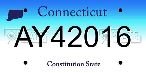 AY42016 Connecticut License Plate