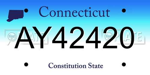 AY42420 Connecticut License Plate