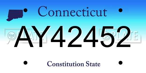 AY42452 Connecticut License Plate