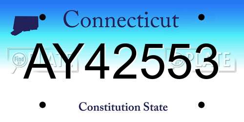 AY42553 Connecticut License Plate