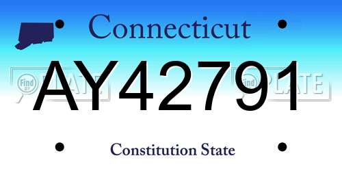 AY42791 Connecticut License Plate