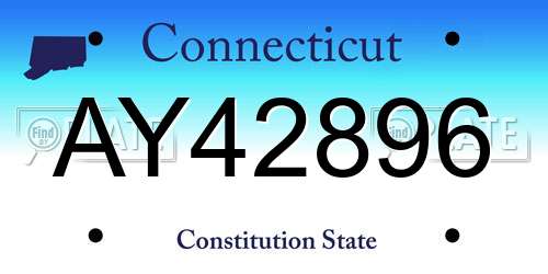 AY42896 Connecticut License Plate