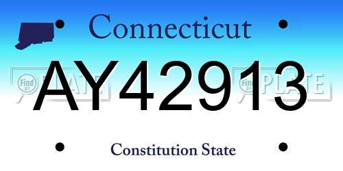 AY42913 Connecticut License Plate