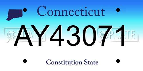 AY43071 Connecticut License Plate