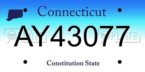 AY43077 Connecticut License Plate