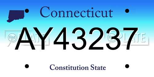 AY43237 Connecticut License Plate