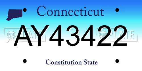 AY43422 Connecticut License Plate