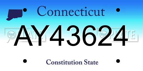 AY43624 Connecticut License Plate