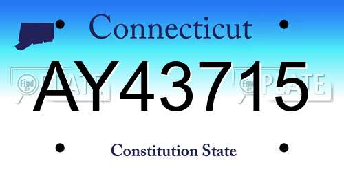 AY43715 Connecticut License Plate