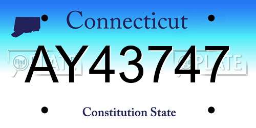 AY43747 Connecticut License Plate