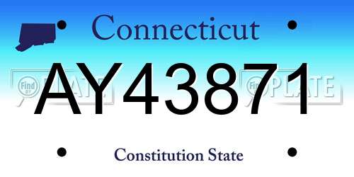 AY43871 Connecticut License Plate