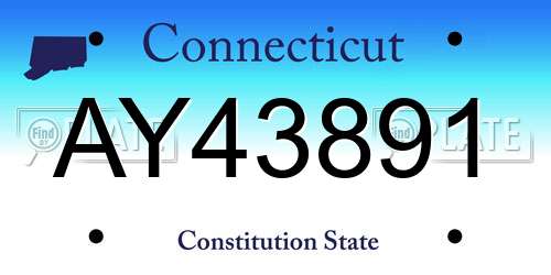AY43891 Connecticut License Plate