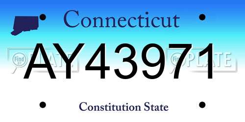 AY43971 Connecticut License Plate