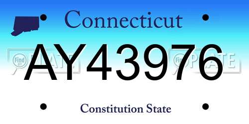 AY43976 Connecticut License Plate