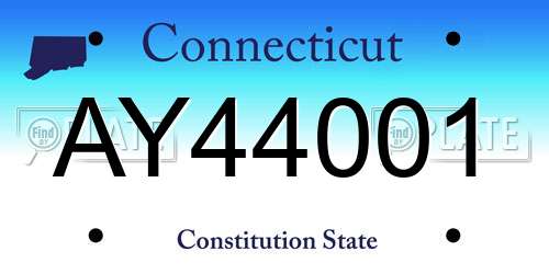 AY44001 Connecticut License Plate
