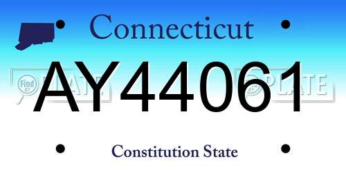 AY44061 Connecticut License Plate