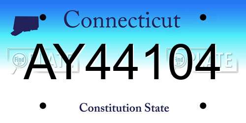 AY44104 Connecticut License Plate