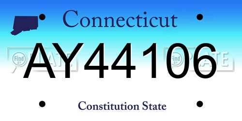 AY44106 Connecticut License Plate
