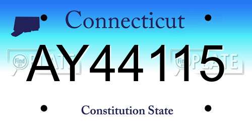 AY44115 Connecticut License Plate