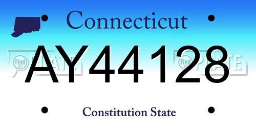 AY44128 Connecticut License Plate