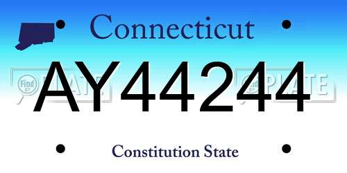 AY44244 Connecticut License Plate