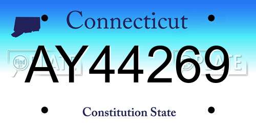 AY44269 Connecticut License Plate