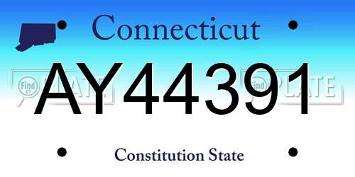 AY44391 Connecticut License Plate