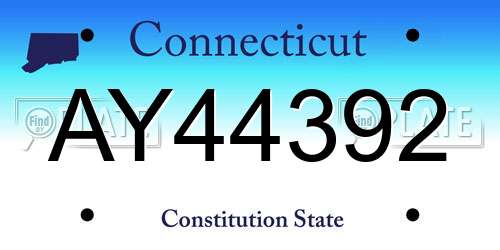 AY44392 Connecticut License Plate