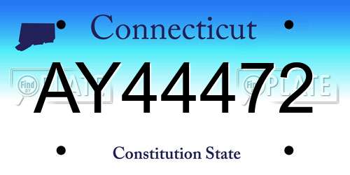 AY44472 Connecticut License Plate