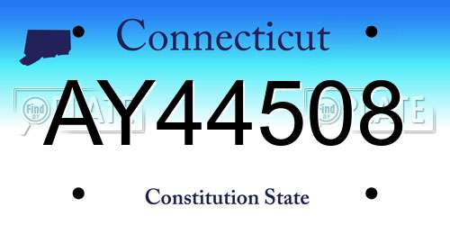 AY44508 Connecticut License Plate