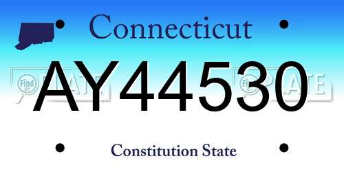 AY44530 Connecticut License Plate