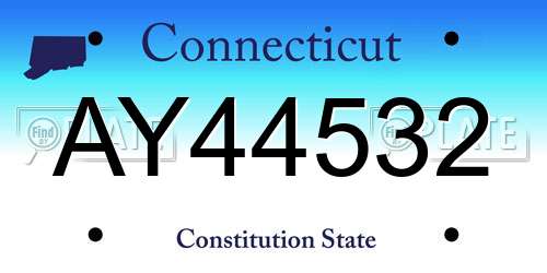 AY44532 Connecticut License Plate