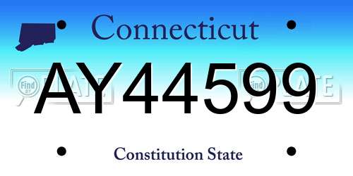 AY44599 Connecticut License Plate