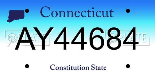 AY44684 Connecticut License Plate