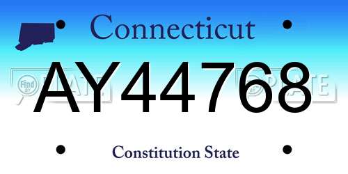 AY44768 Connecticut License Plate