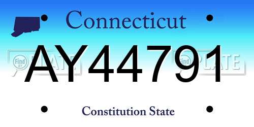 AY44791 Connecticut License Plate