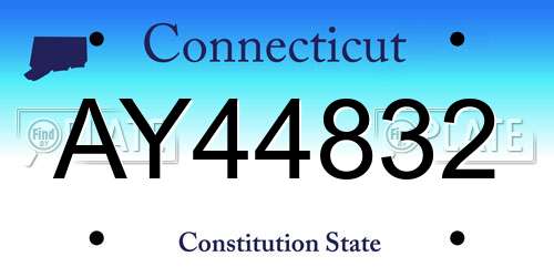 AY44832 Connecticut License Plate