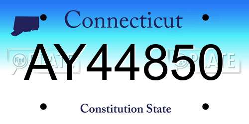 AY44850 Connecticut License Plate