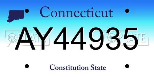 AY44935 Connecticut License Plate