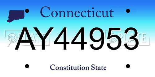 AY44953 Connecticut License Plate