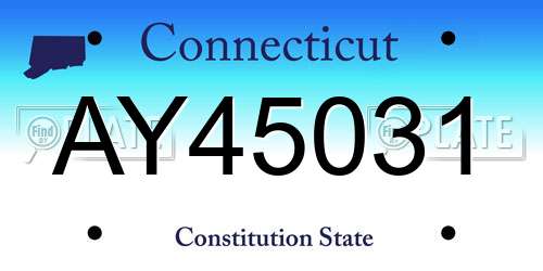 AY45031 Connecticut License Plate