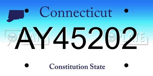 AY45202 Connecticut License Plate