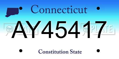 AY45417 Connecticut License Plate