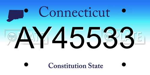 AY45533 Connecticut License Plate