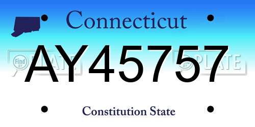AY45757 Connecticut License Plate