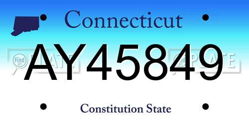 AY45849 Connecticut License Plate