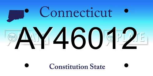 AY46012 Connecticut License Plate